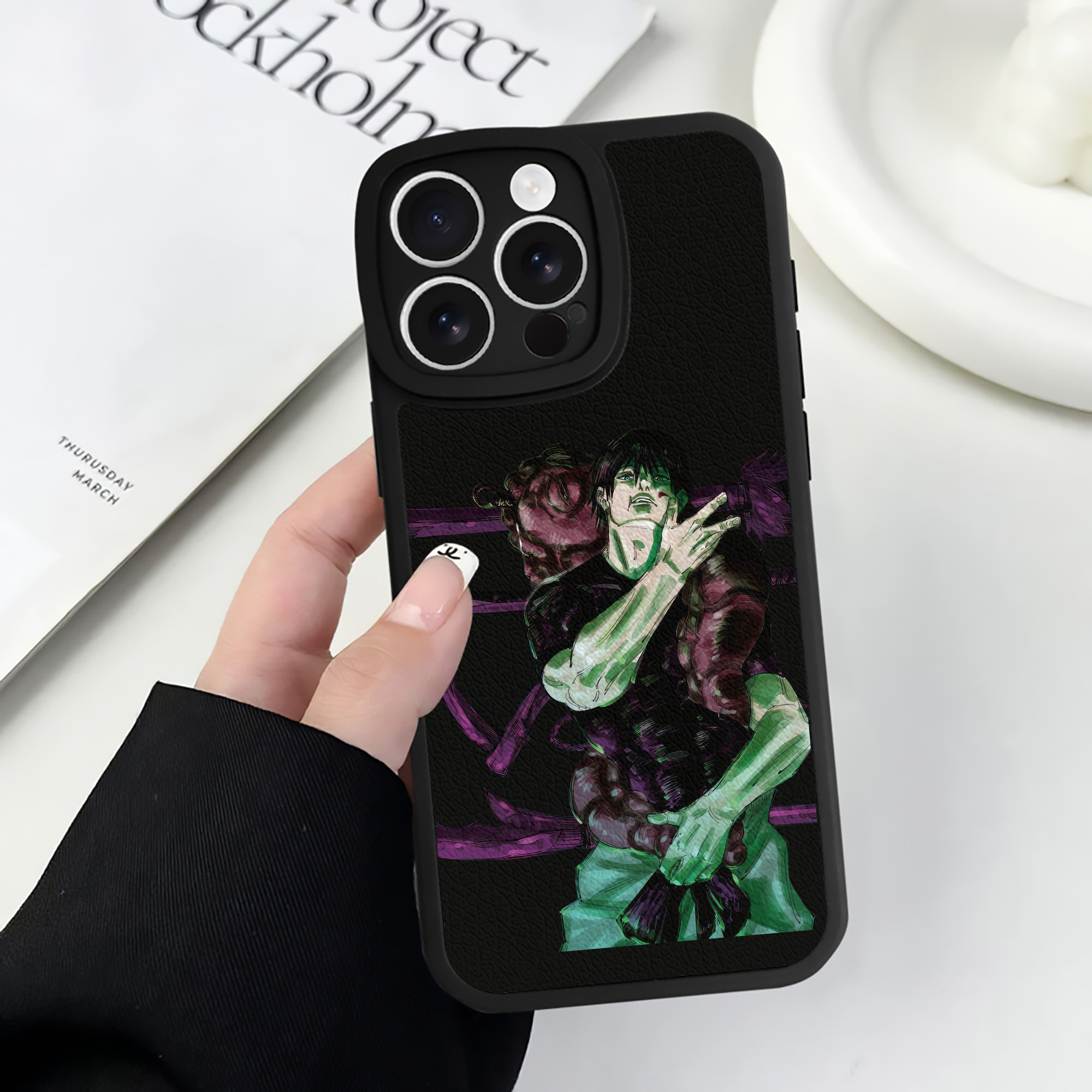 （画像用） 呪術廻戦 Jujutsu Kaisen 【iPhone 16シリーズ対応】シリコンスマホケース（レザー調） 材質：シリコン